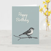 Carte d'oiseau monochrome doux (Fleur jaune)