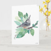 Carte d'oiseau Nuthatch (Fleur jaune)