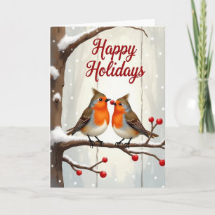 Carte d'oiseau tendre d'hiver