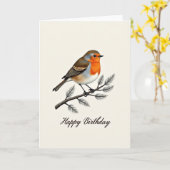 Carte d'oiseau vibrant joyeux (Fleur jaune)