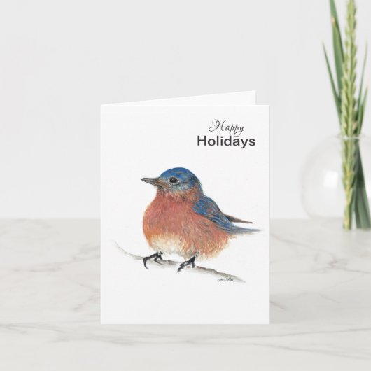 Carte d'oiseaux bleu Joyeux Holidays (Devant)