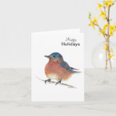 Carte d'oiseaux bleu Joyeux Holidays (Fleur jaune)