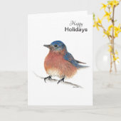 Carte d'oiseaux bleu Joyeux Holidays (Fleur jaune)
