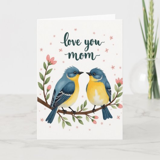Carte d'oiseaux d'amour à pois (Devant)