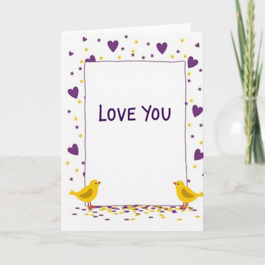Carte d'oiseaux Simple Love You (Devant)