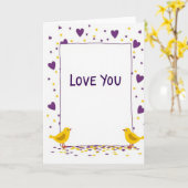 Carte d'oiseaux Simple Love You (Fleur jaune)