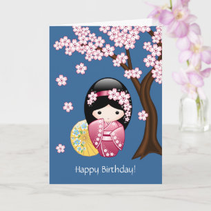 Carte Doll de Kokeshi - Anniversaire japonais de Geisha