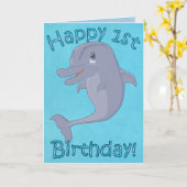 Carte Dolphin 1er Anniversaire (Fleur jaune)