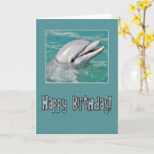Carte Dolphin Joyeux anniversaire nager dans l'eau (Fleur jaune)