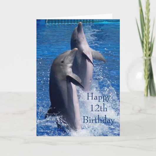 Carte Dolphins Personnalisé 12e anniversaire (Devant)