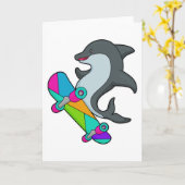 Carte Dolpin comme patineur avec skateboard (Fleur jaune)