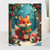 Carte Don d'Holding Fox Festive dans la forêt de neige (Devant)