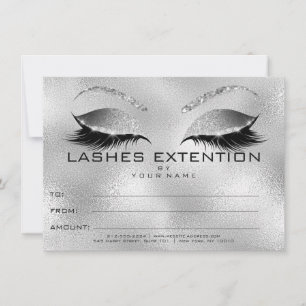 Carte Don du certificat de maquillage d'extension Silver