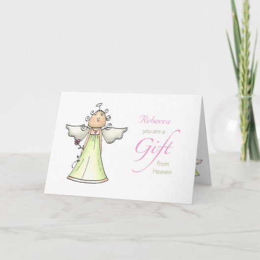 Carte Don du Ciel, Anniversaire de l'adoption Nom person (Devant)