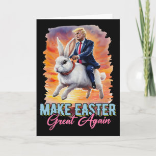 Carte Donald Trump à cheval sur un lapin rend Pâques gra
