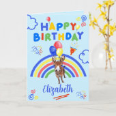 Carte Donkey Birthday Card in Blue (Fleur jaune)