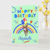 Carte Donkey Birthday Card in Green (Fleur jaune)