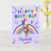 Carte Donkey Birthday Card in Purple (Fleur jaune)