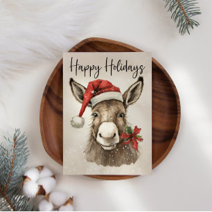 Carte Donkey Happy Holidays Business Christmas Card
