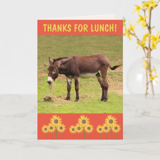 Carte Donkey Merci Pour Le Merci Du Déjeuner (Fleur jaune)