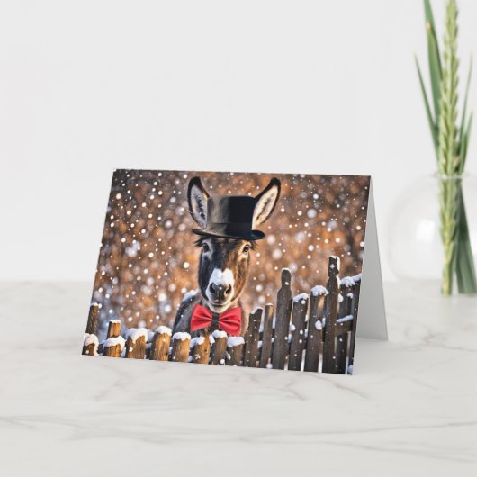 Carte Donkey Seasons Greetings Christmas Holiday (Devant)