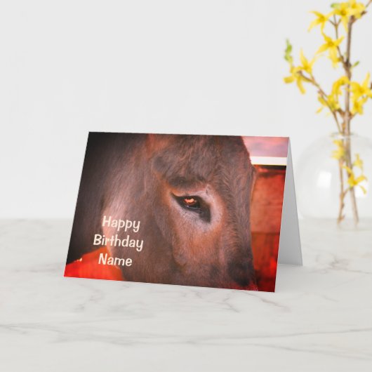 Carte Donkey Thoughts Animaux personnalisés Anniversaire (Fleur jaune)
