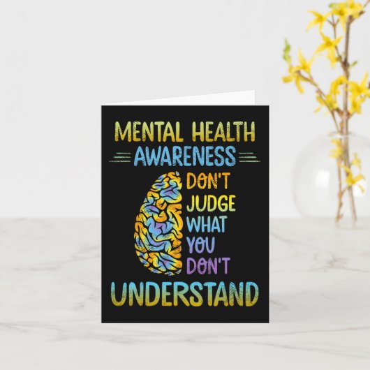 Carte Dont judge What You Don't Understand Mental Health (Fleur jaune)