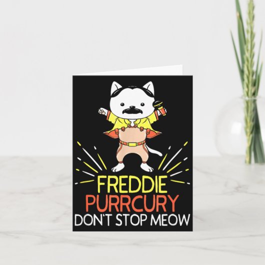 Carte Don't Stop Meow Die Purrcury Funny Cat Music Pun G (Devant)