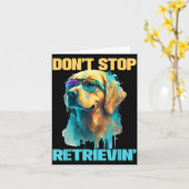 Carte Don't Stop Retrievin - Retro Golden Retriever Dog  (Fleur jaune)
