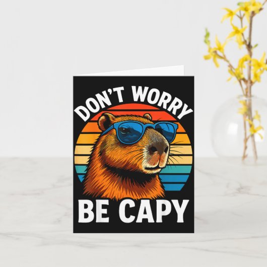 Carte Dont Worry Be Capy Capybara  (Fleur jaune)