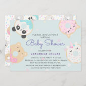 Carte donuts animaux mignon baby shower virtuel invitati (Devant / Derrière)