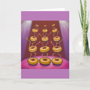 Carte Donuts Danser Whimsical Doughnut Caractères