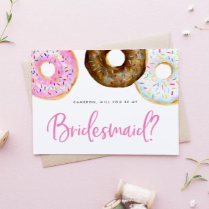 Carte Donuts roses et chocolat Be My Bridesmaid