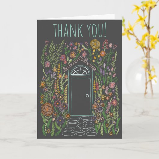 Carte Doodé couleur Merci Sweet Garden Door (Fleur jaune)