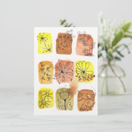 Carte Doodé d'aquarelle botanique toute occasion (Debout devant)