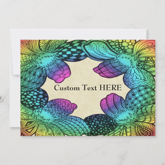 Carte Doodle à fleurs arc-en-ciel (Devant)