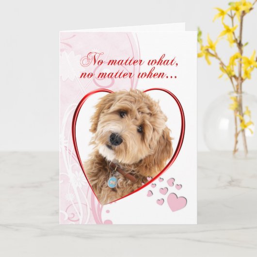 Carte Doodle Chien Valentine (Fleur jaune)