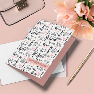 Carte Doodle d'amour fantaisiste Texte personnalisé