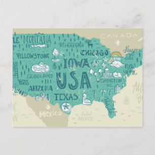 Carte Doodle Des États-Unis