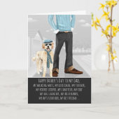 Carte Doodle d'or de la Fête des pères de chien (Fleur jaune)