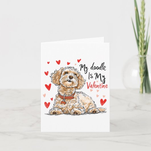 Carte Doodle est mon Valentin Chien Goldendoodle mignon (Devant)