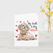 Carte Doodle est mon Valentin Chien Goldendoodle mignon (Fleur jaune)