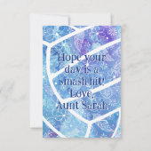 Carte Doodle fleurs plumes bleu volleyball anniversaire (Dos)