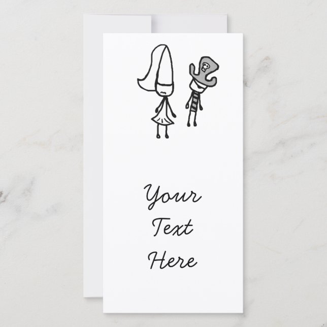 Carte Doodle princesse et pirate (Devant)
