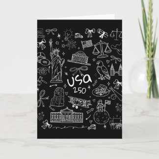 Carte Doodles 250 Ans Anniversaire Amérique 250e Indépen