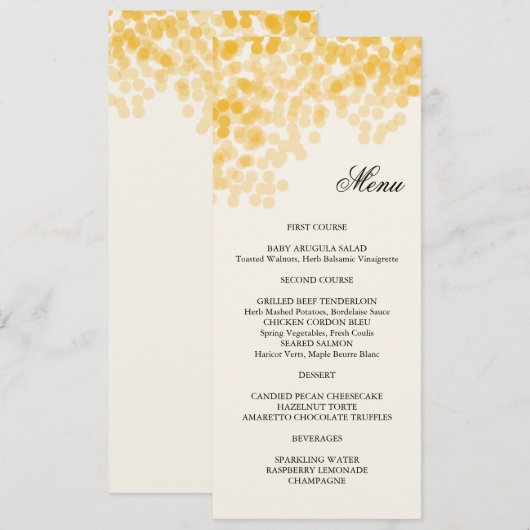 Carte d'or de menu de petite averse (Devant / Derrière)