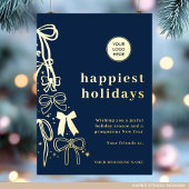 Carte d'or de Noël bleu d'entreprise moderne