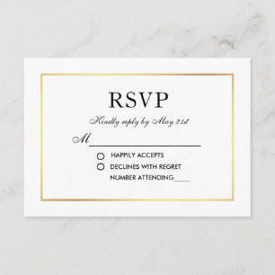 Carte d'or noir blanc de mariage élégant moderne R