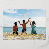 Carte d'or photo de Noël de Mele Kalikimaka Hawaii (Recto)