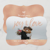 Carte d'or Rose de Noël de Noël de joie et d'amour (Devant / Derrière)